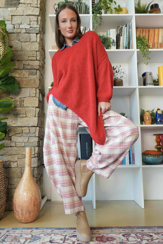  Big Softie Super Slant Knit Jumper Deep Ruby